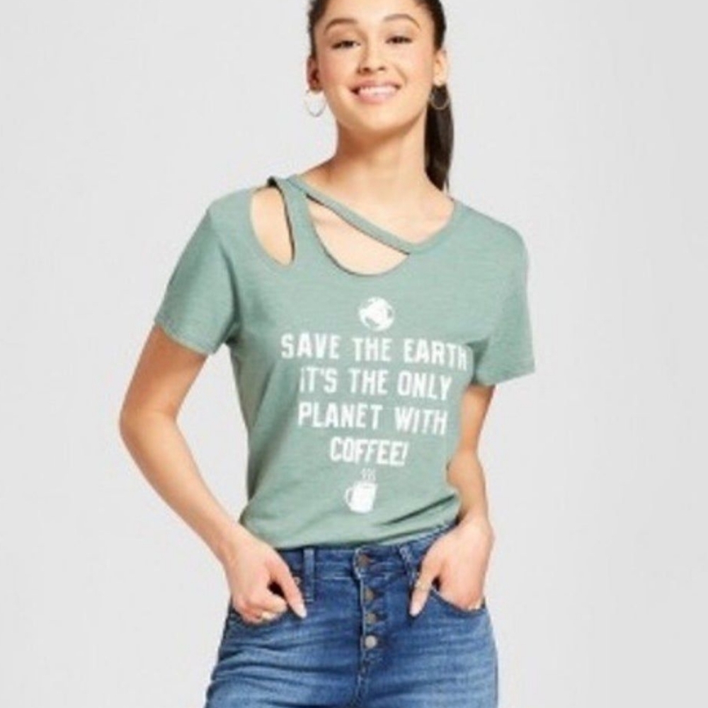 Modern Lux Save The Planet Coffee Distressed Shirt